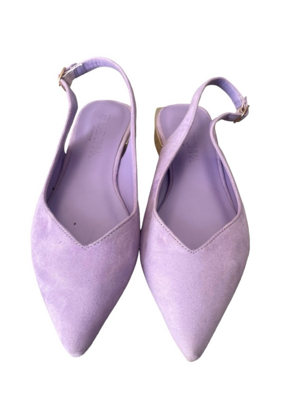 Lavender Suede Pointed Toe Slingback Flats